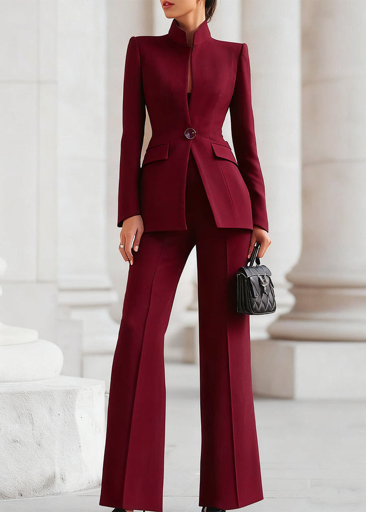 Stylish wide leg trousers for women. Part of a modern power suit, ideal for professional settings.