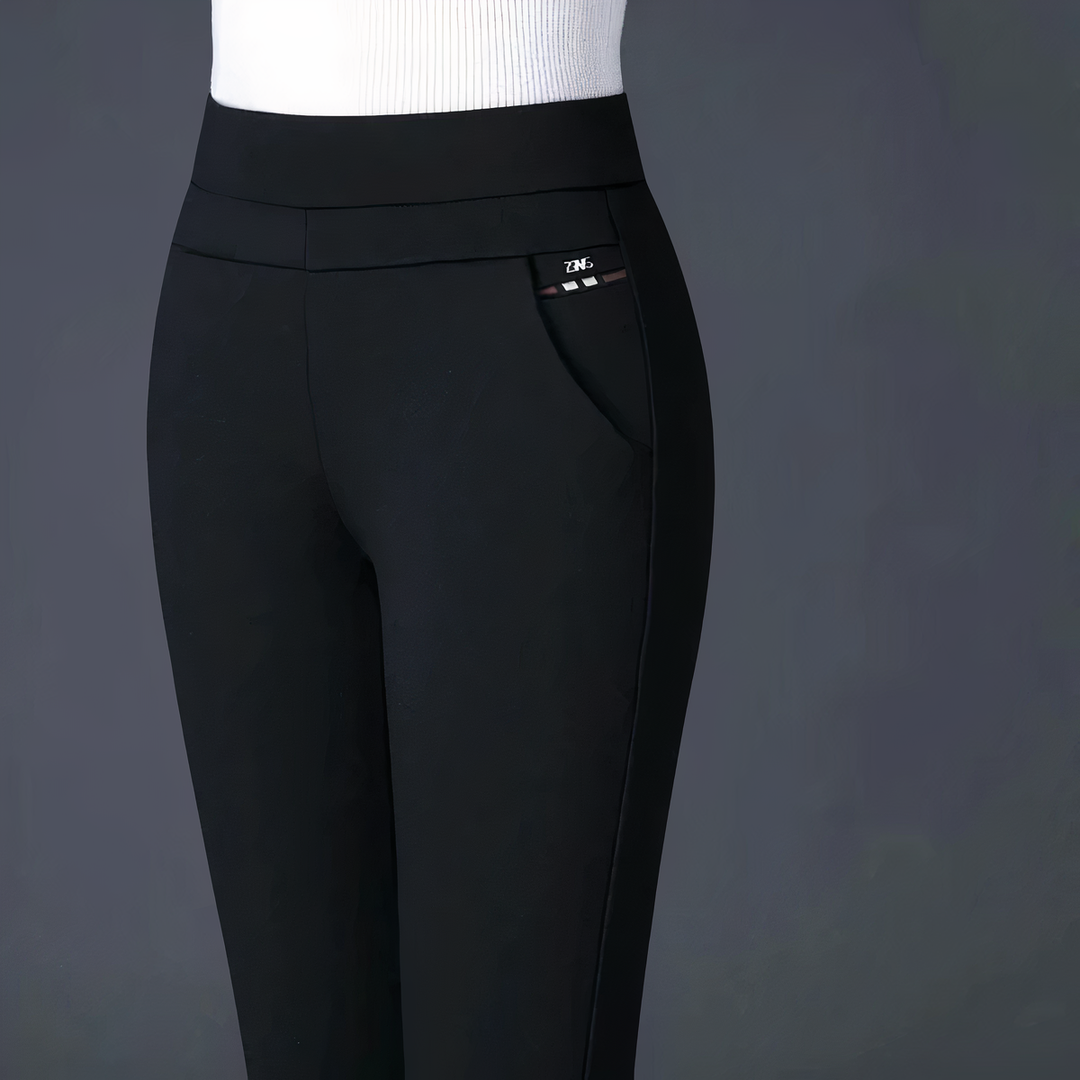 Women's high-waist business trousers with practical side pockets. Perfect for office wear & professional attire.