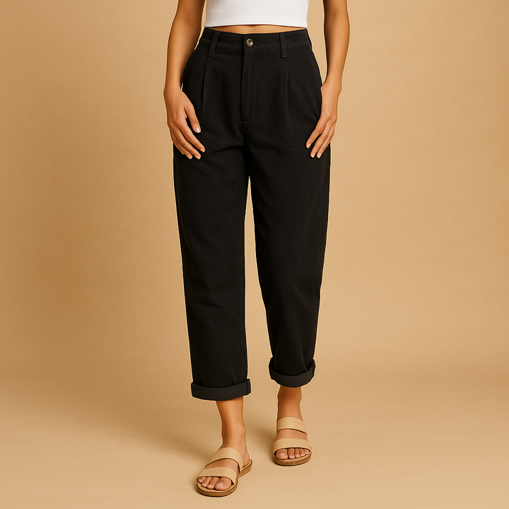 Women's high waist corduroy pants, comfortable straight leg fit, perfect for autumn casual style.