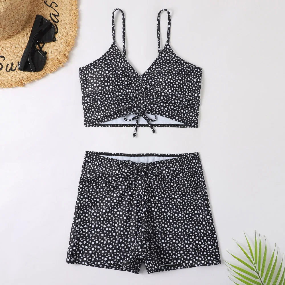 Women's supportive floral high-waist bikini with adjustable straps for ultimate comfort.