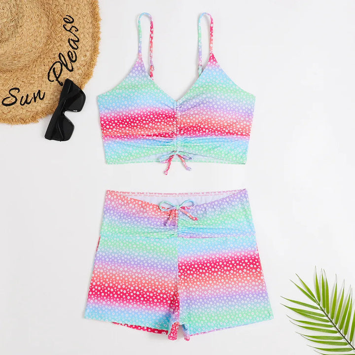 Retro-inspired high-waist floral bikini, supportive and flattering women's swimwear.