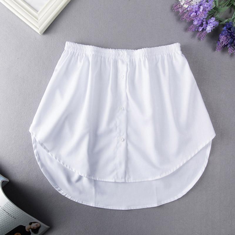 Close-up of women's high waist fake hem skirt, layered style for casual wear