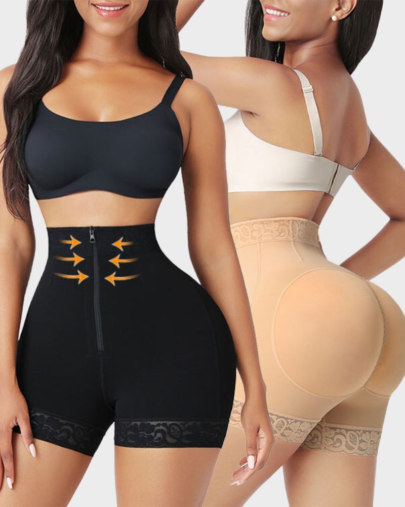 Women's sculpting high-waist shorts, designed as a butt lifter and tummy control body shaper.