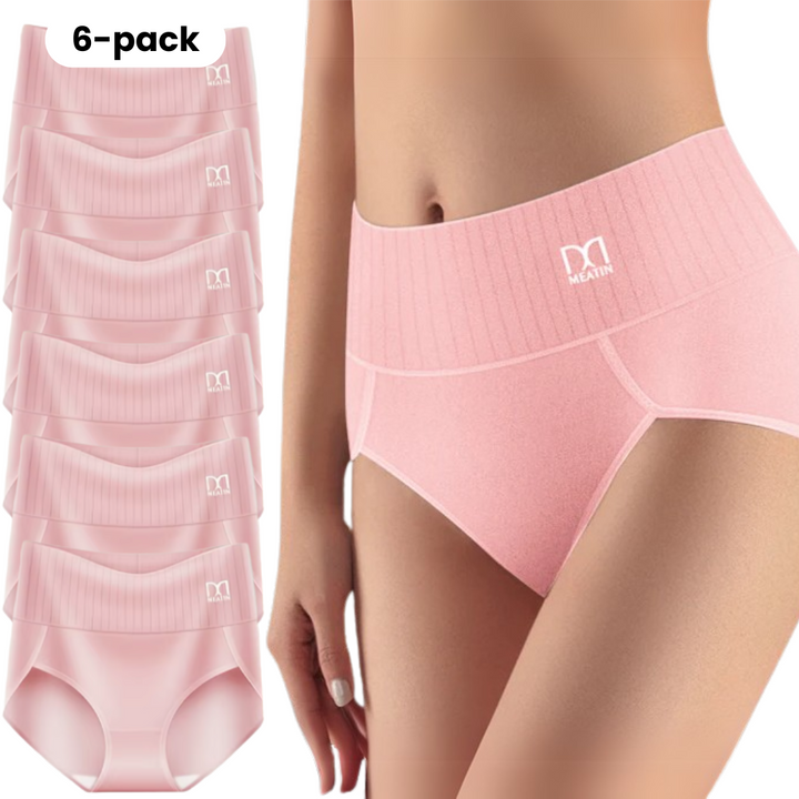 High-waist women's shaping underwear 6-pack, offering core support & a sleek profile.