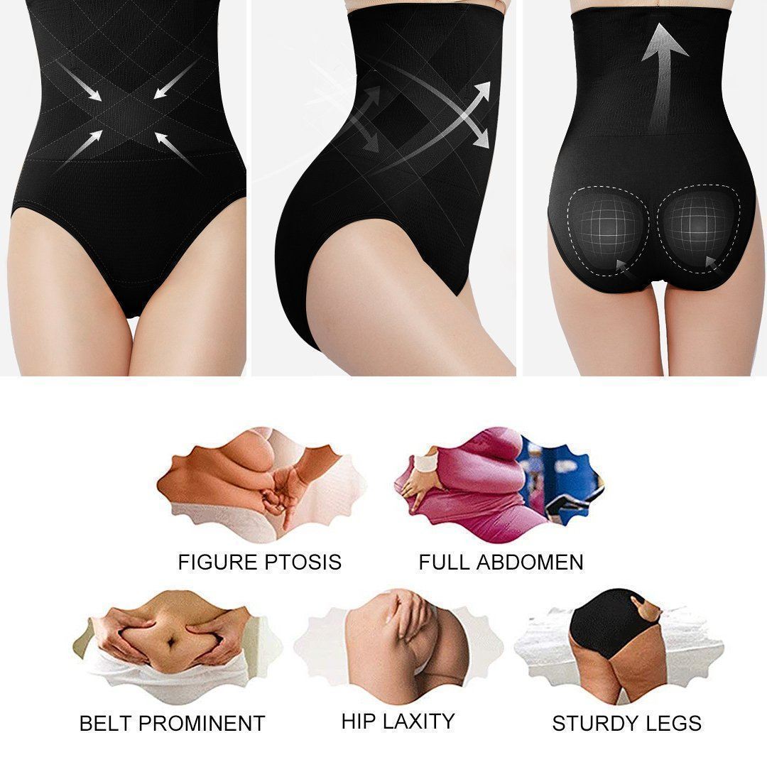 Black high waist tummy control shapewear, seamless design for a sleek look under clothes