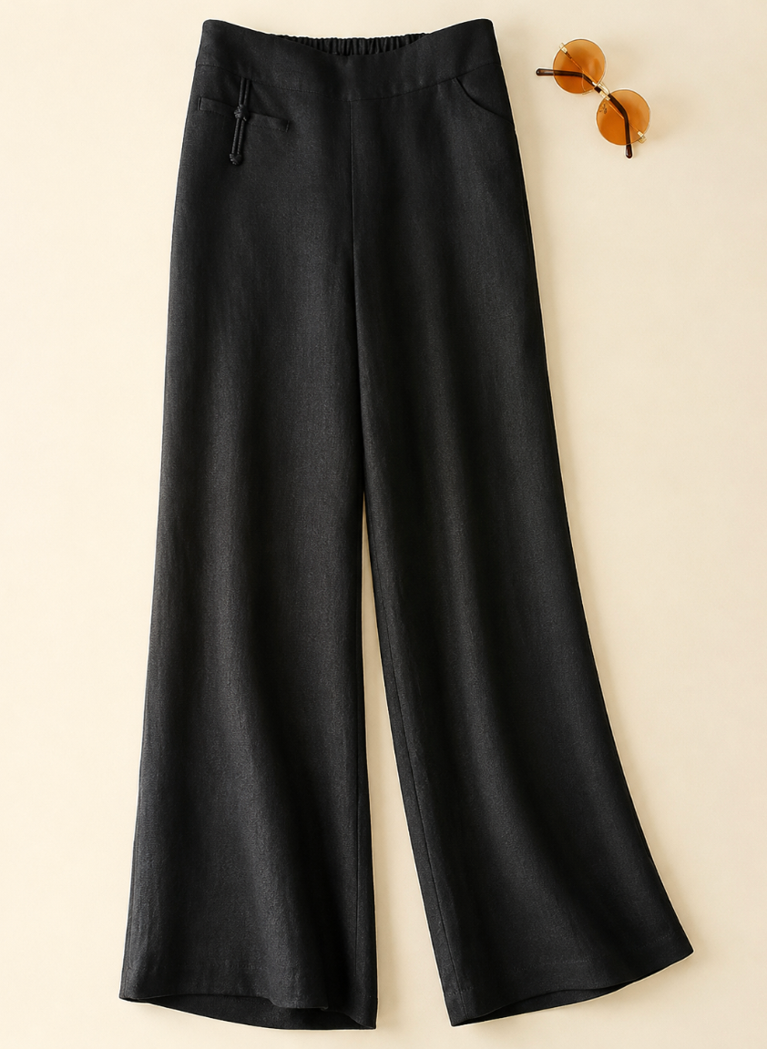 Versatile high waist wide leg women's pants for a comfortable, casual look. Perfect loose fit summer trousers with pockets.