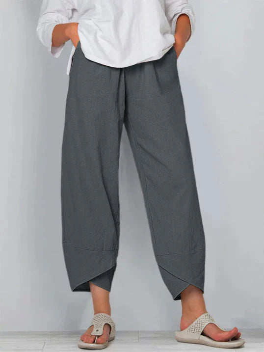 Women's high-waist wide leg tulip hem summer pants, casual and stylish for everyday fashion.