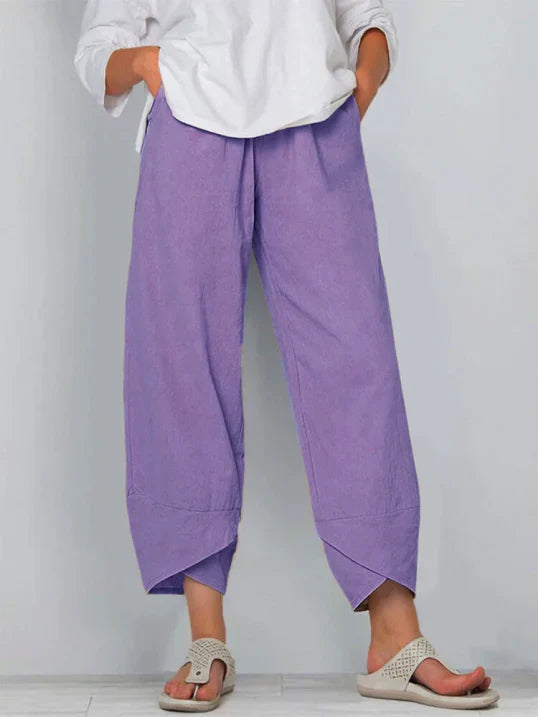 Stylish & comfortable women's high-waist wide leg cropped pants for versatile summer wear.