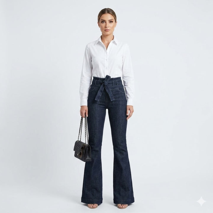 Women's high-waisted flare pants with a sculpting fit, perfect for versatile everyday style and comfort.