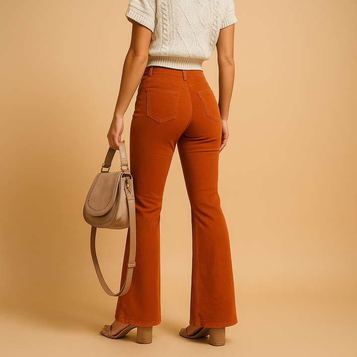 Chic women's high waist flared pants, perfect for casual chic or elegant spring & fall fashion.