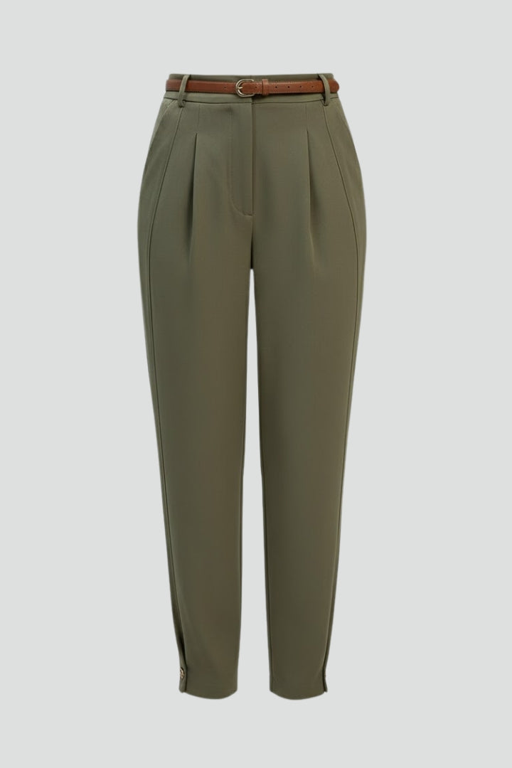 Women's high-waisted tapered trousers in a classic versatile style, perfect for office or casual wear.
