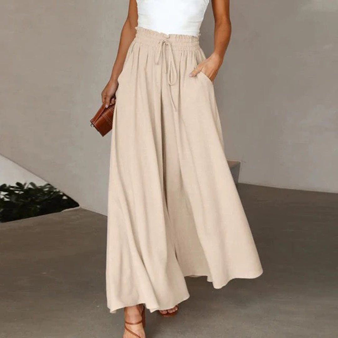 Effortless women's summer palazzo pants with a high waist and wide, flowy leg for ultimate comfort.