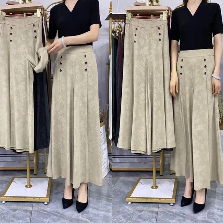 Stylish women's ice silk palazzo pants, featuring a wide-leg cut and comfortable high waist