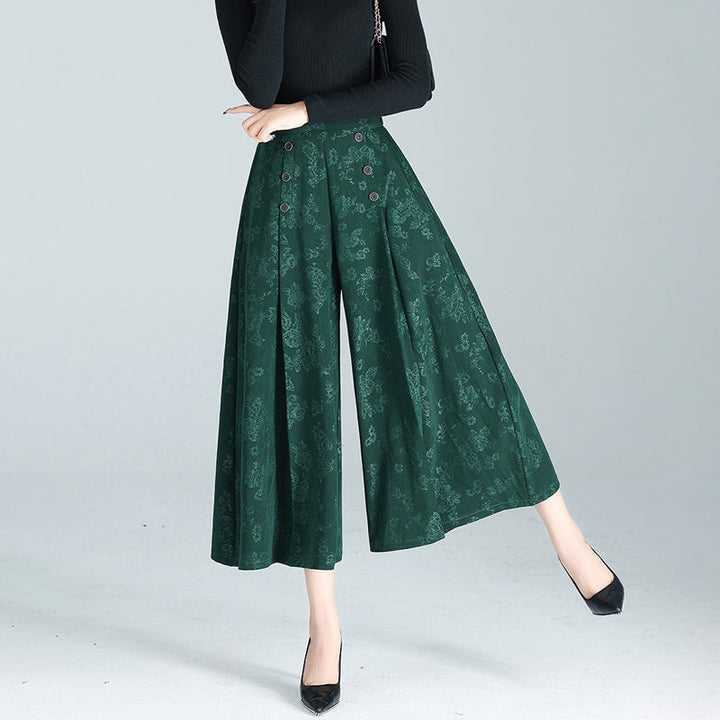 Summer fashion women's pants: ice silk wide-leg palazzo, high-waisted and breathable