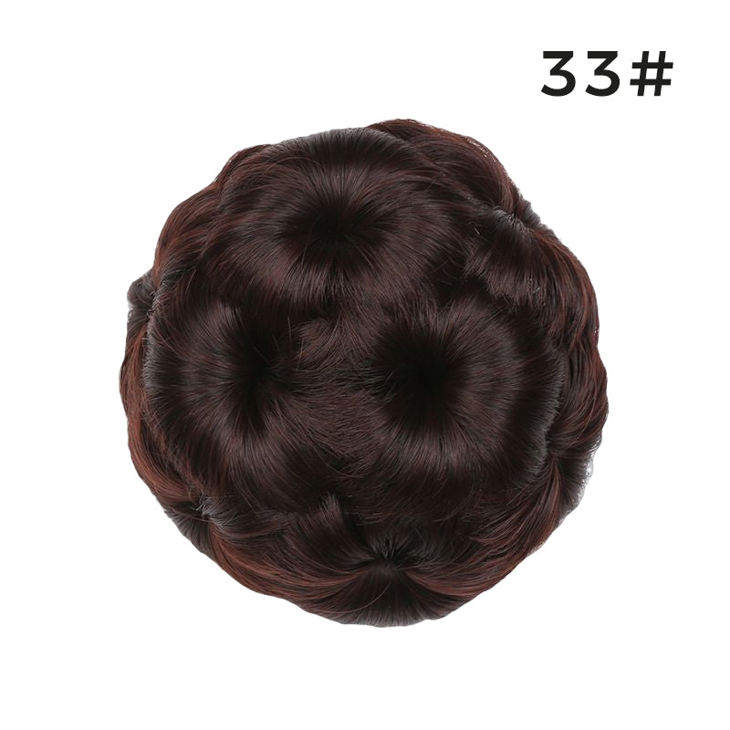 Fashionable women's hair accessory: instant flower bun hair clip extension wig