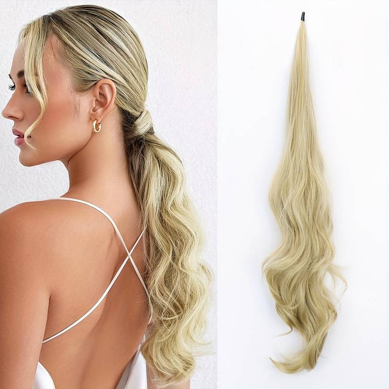 Easy application wavy wrap ponytail extension for instant volume & quick women's hair styling.