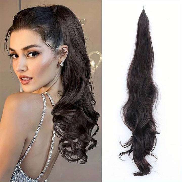 Synthetic wavy ponytail extension for women, designed to add instant volume and a stylish look effortlessly.