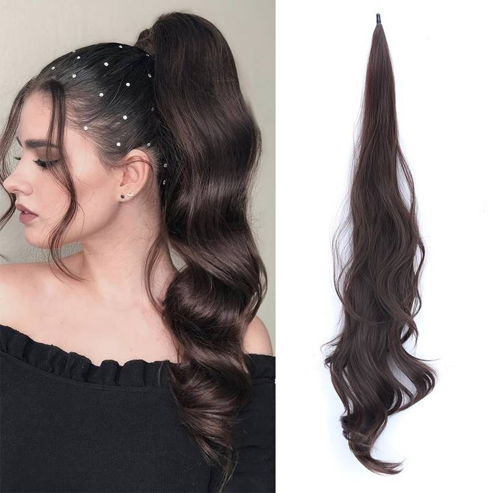 Hair accessory: synthetic wavy wrap ponytail extension for women, delivering instant volume & easy application.