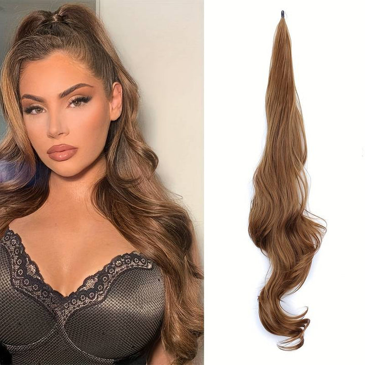 Women's wavy ponytail extension for natural-looking instant volume, perfect for a quick, stylish hair upgrade.