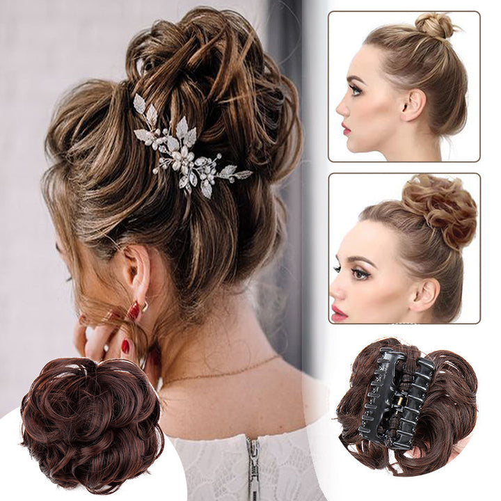 Women's instant volumizing hair bun clip, synthetic, for a fuller updo, easy to use.