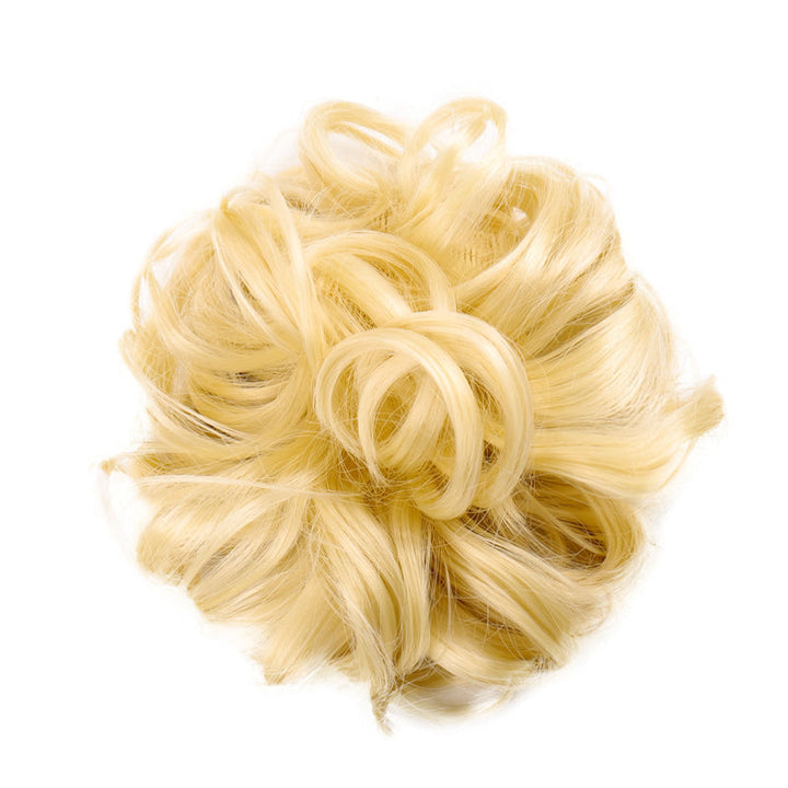 Brown women's instant volumizing hair bun clip, synthetic wig, ideal for formal occasions.