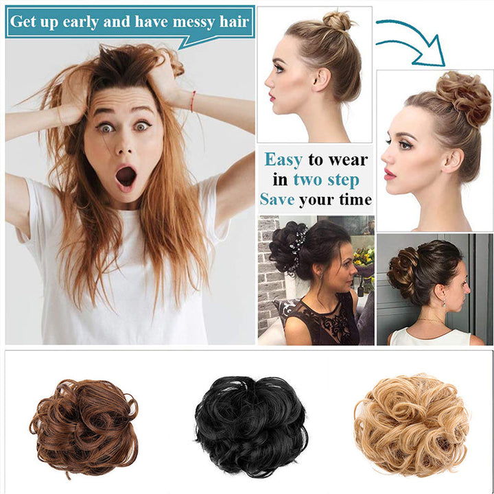 Volumizing hair bun clip, synthetic hair extension for women, simple and effective updo tool.