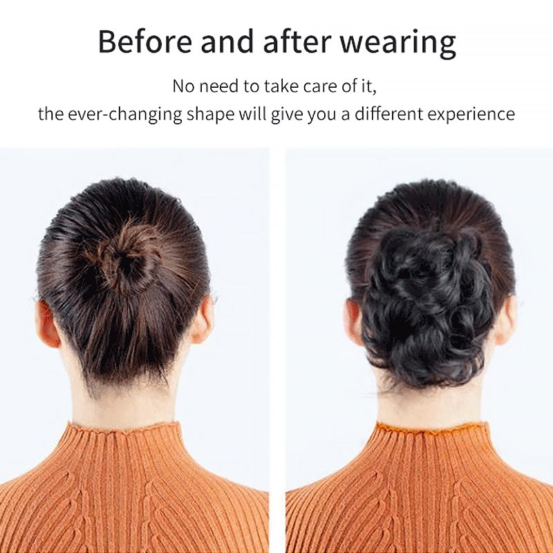 Women's black instant volumizing hair bun clip, perfect for a chic and full hairstyle.
