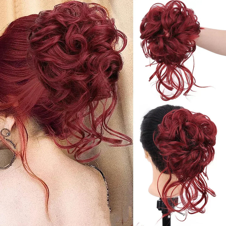 Fashionable messy bun hair clip. Instant volume & a natural-looking curly updo for women.