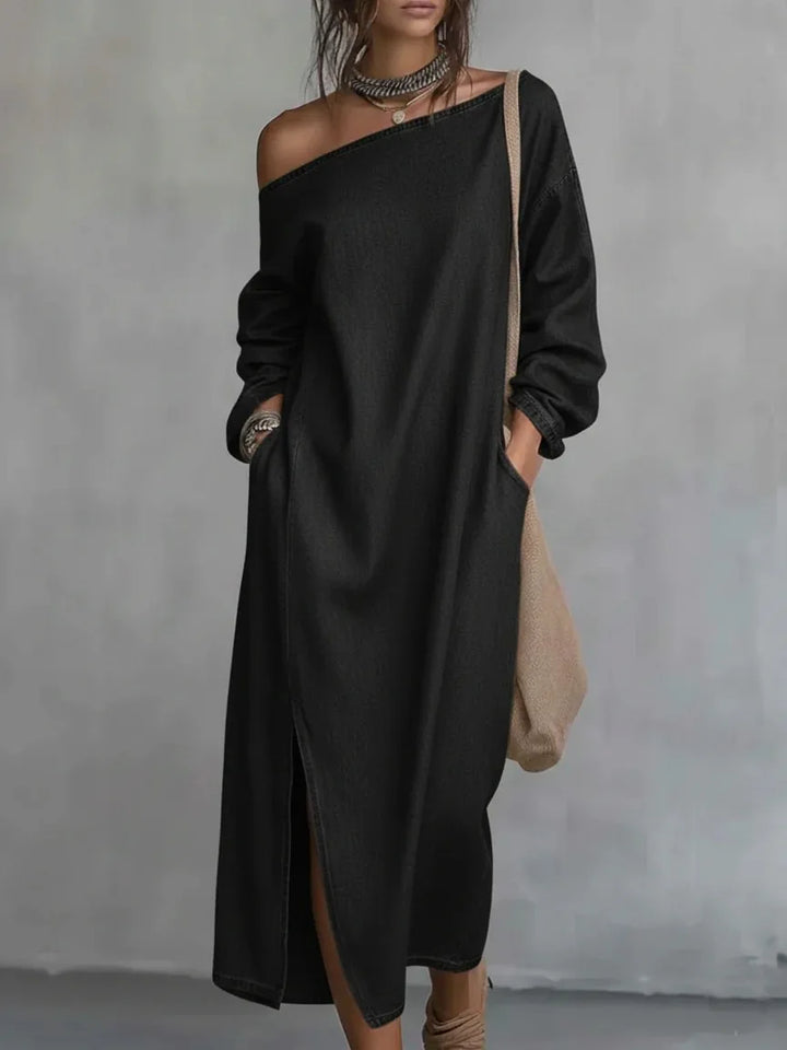 Elegant Kaylee one-shoulder maxi dress for women, featuring a comfortable relaxed fit & flowy design, ideal for summer.