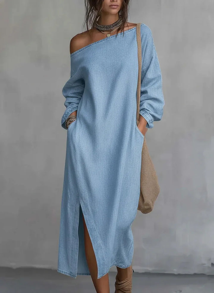 Sleeveless one-shoulder flowy maxi dress for women, a versatile casual summer dress perfect for beach trips or parties.