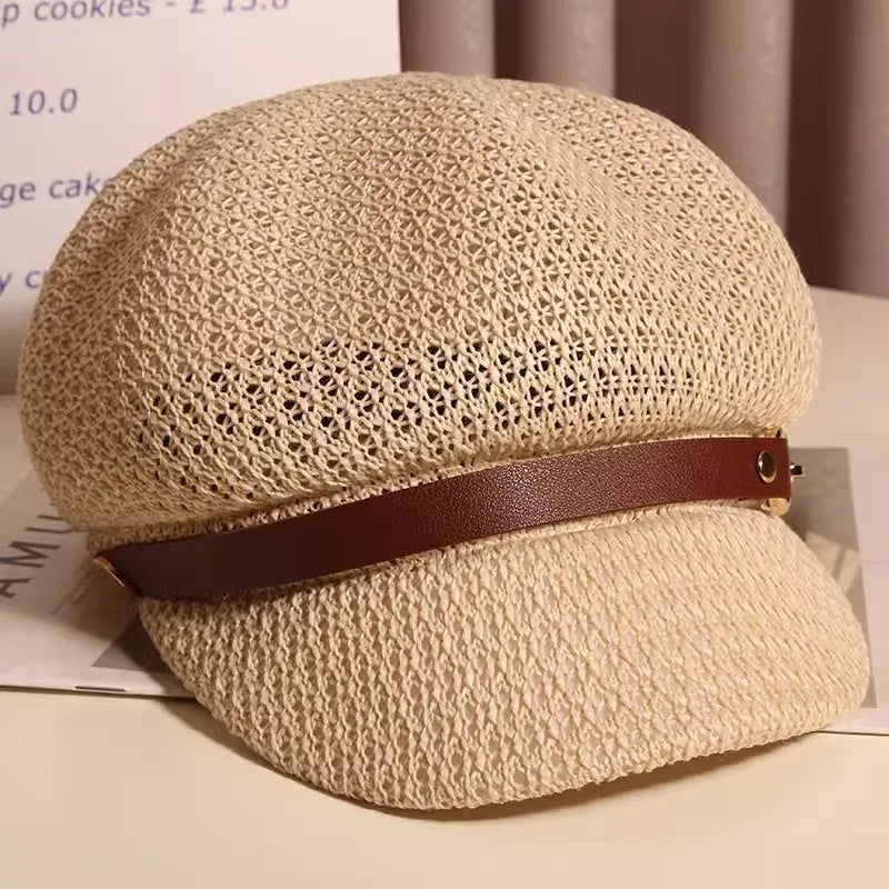 A protective women's knitted sun hat, breathable and boho chic, essential for outdoor summer