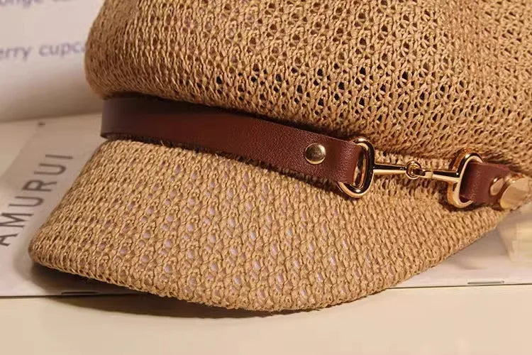Fashionable women's sun hat, knitted and breathable, perfect for summer accessory and beach trips