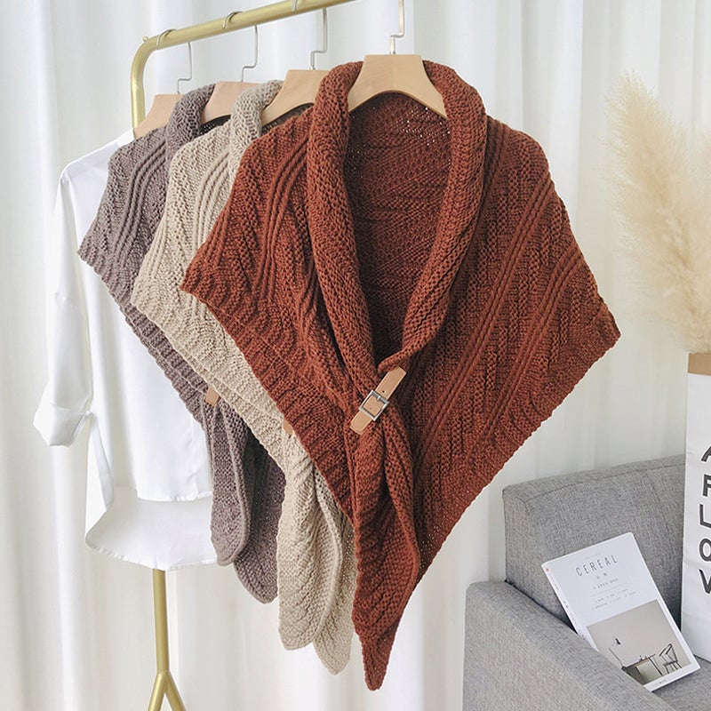 Cozy knitted triangle shawl, women's oversized design for ultimate comfort