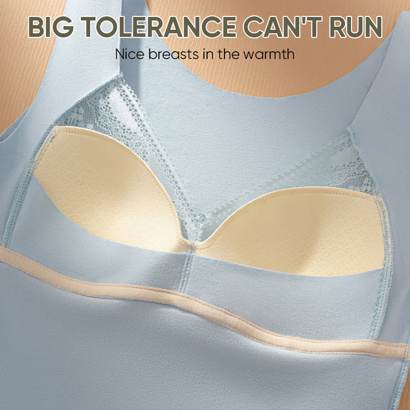 Full view of women's lace thermal camisole, shaping underwear, built-in bra