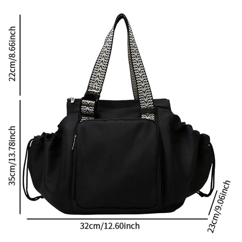 Stylish and practical women's diaper bag, black nylon tote backpack design