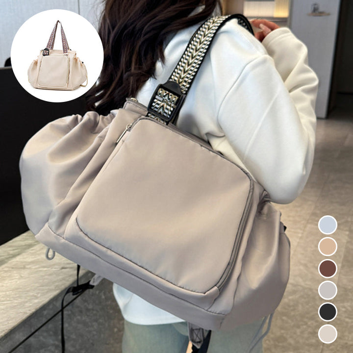 Stylish women's black nylon tote backpack, large capacity for daily use