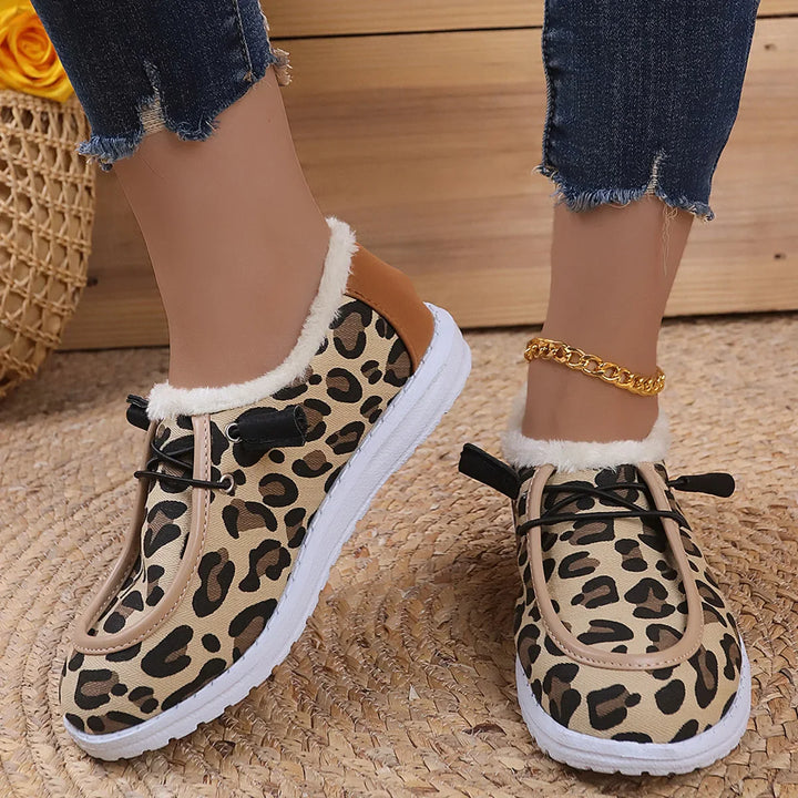 Leopard print walking shoes for women, combining fashion, comfort, and orthopedic features.
