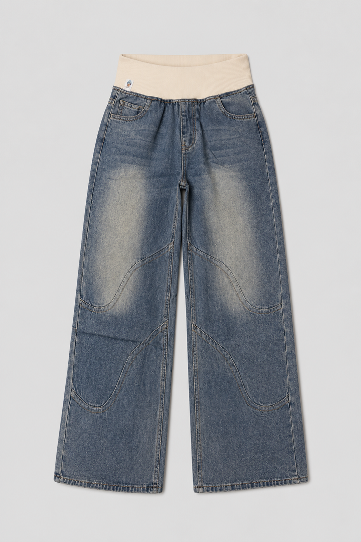 Women's light blue wide leg loose fit jeans with high waist for a comfortable, casual, and effortless everyday style.