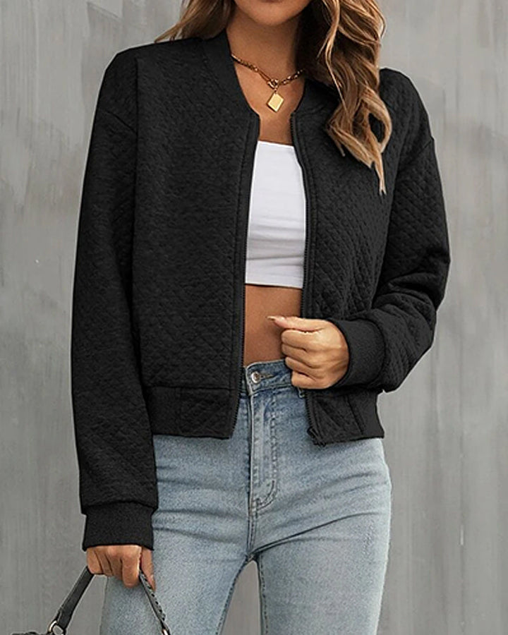 Stylish women's transitional bomber jacket. Lightweight zip-up perfect for summer evenings & casual fashion.