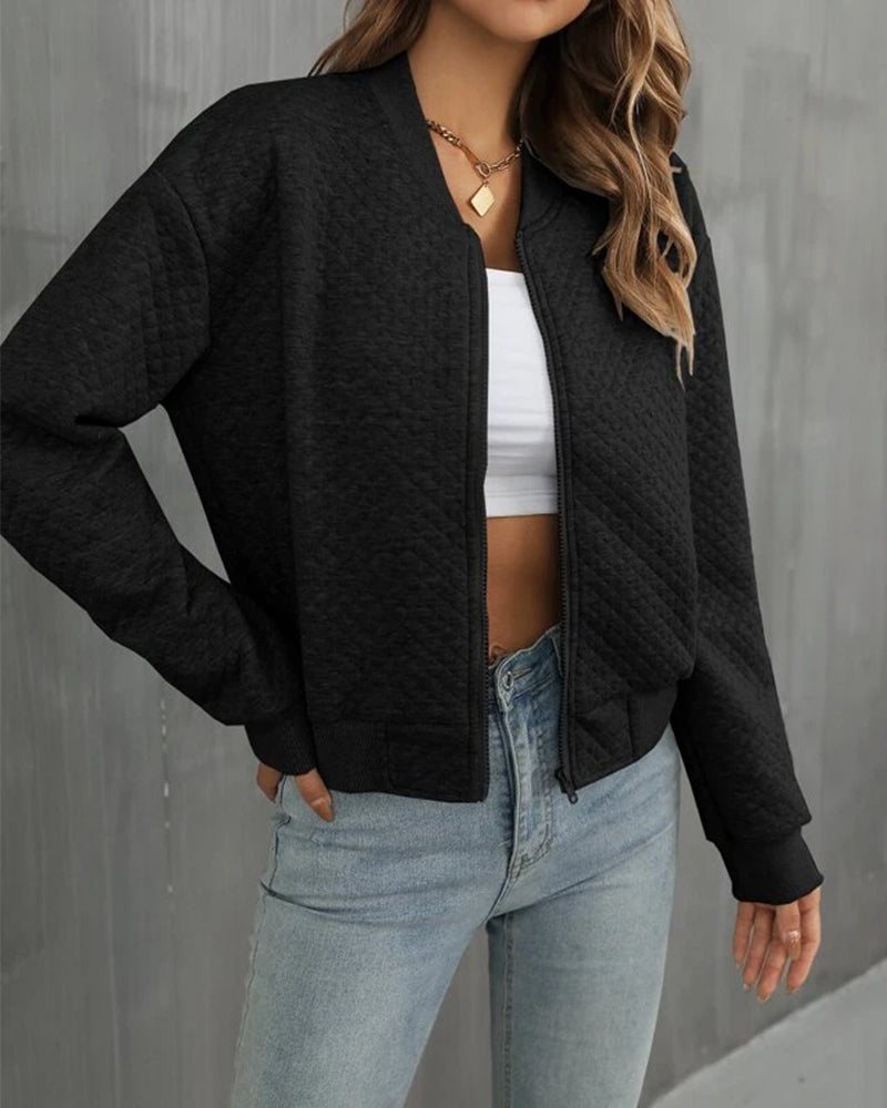 Relaxed fit women's bomber jacket, lightweight and versatile. Casual zip jacket, great for everyday fashion & outerwear.