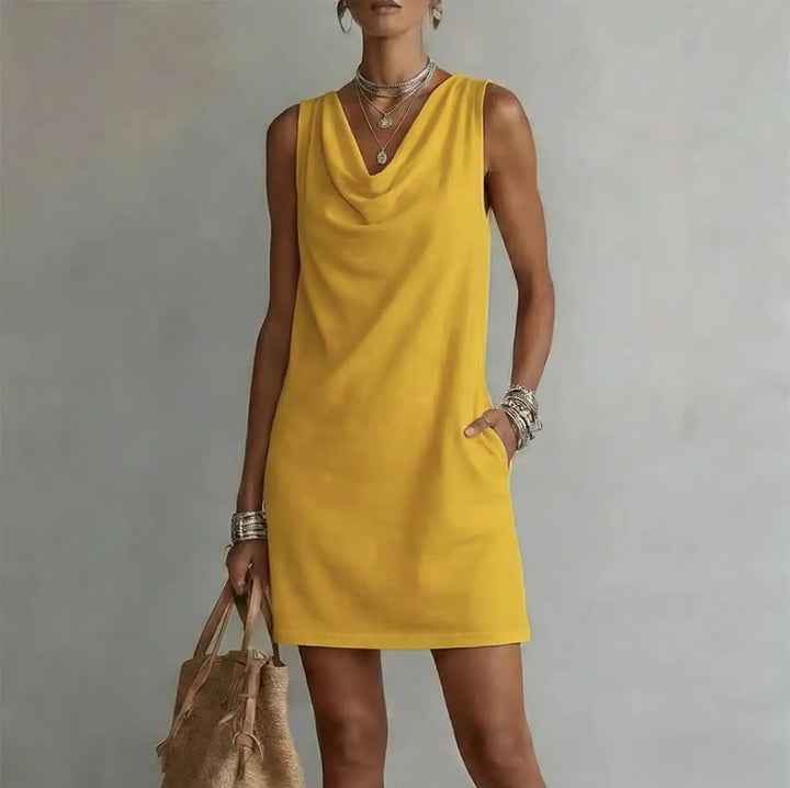 Versatile women's mini day dress, simple and chic for effortless summer style, perfect for any casual event.
