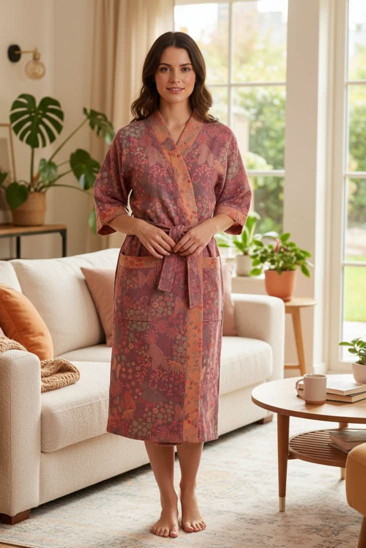 Women's lightweight spa bathrobe, soft & breathable for ultimate comfort and relaxation at home.