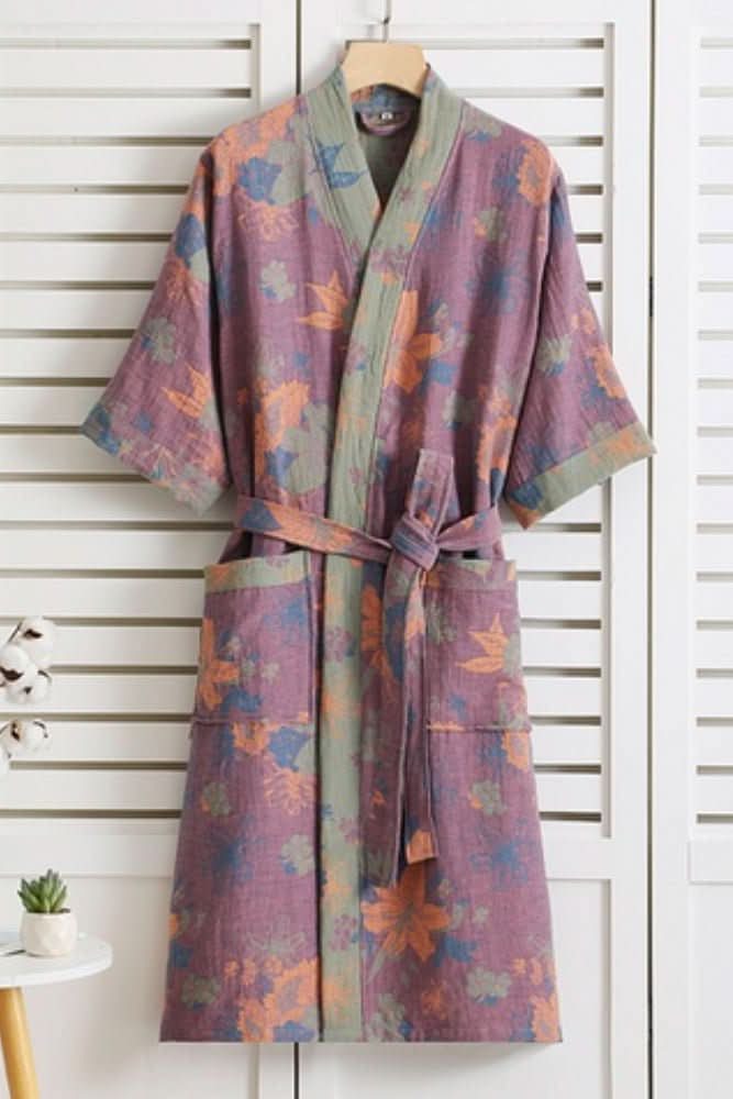 Comfortable women's robe, lightweight & breathable, perfect spa bathrobe for home & lounge wear.