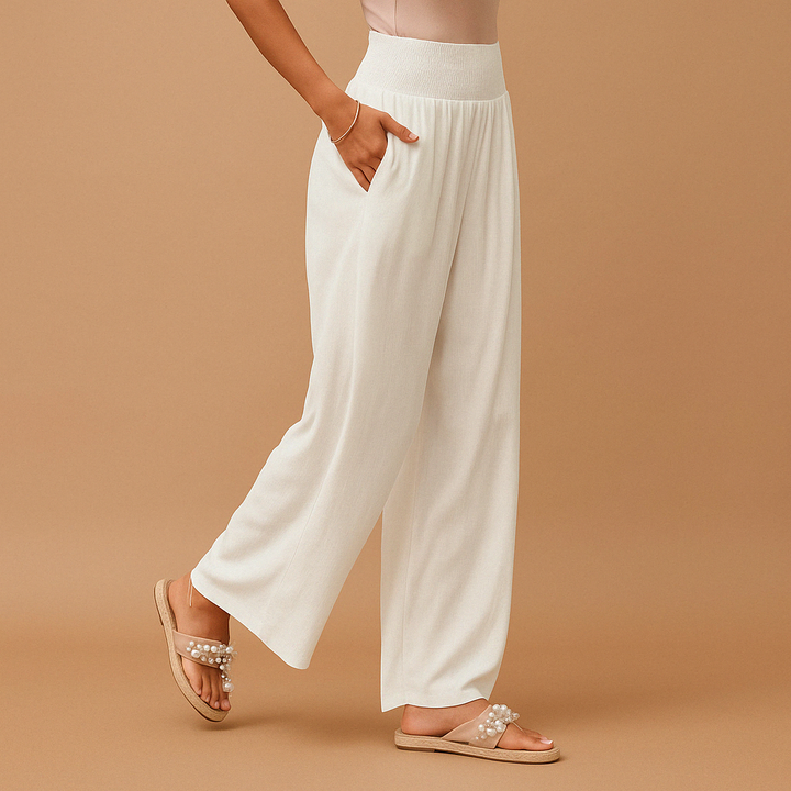 Comfy & stylish women's lightweight summer pants. Breathable, loose fit, and elastic waist for casual everyday comfort.