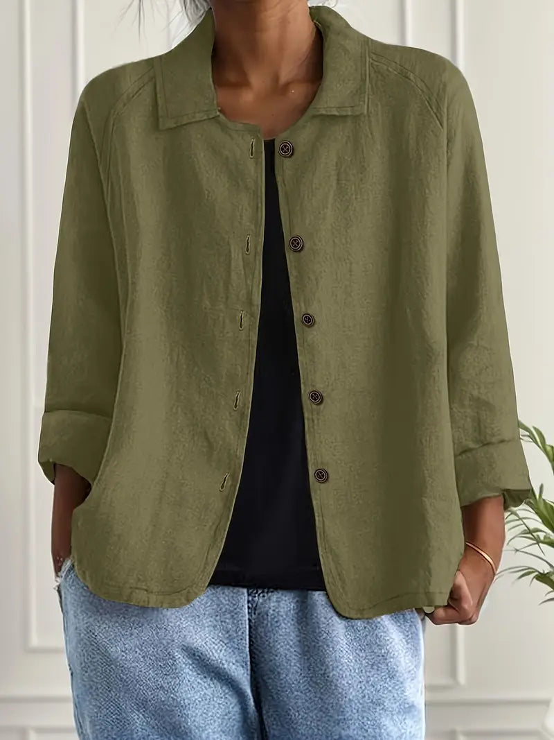 Comfortable women's shirt cardigan, a long sleeve lightweight layer for casual spring style.