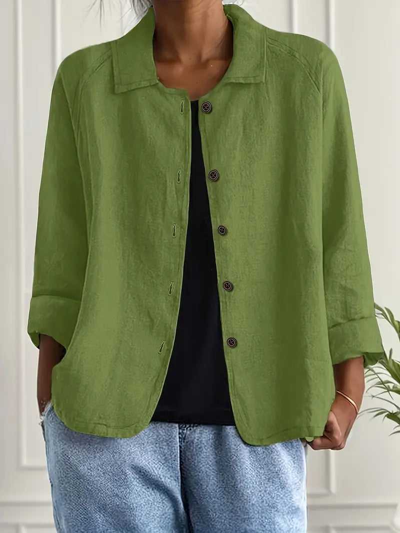 Stylish long sleeve shirt cardigan for women, a lightweight and versatile top for spring.