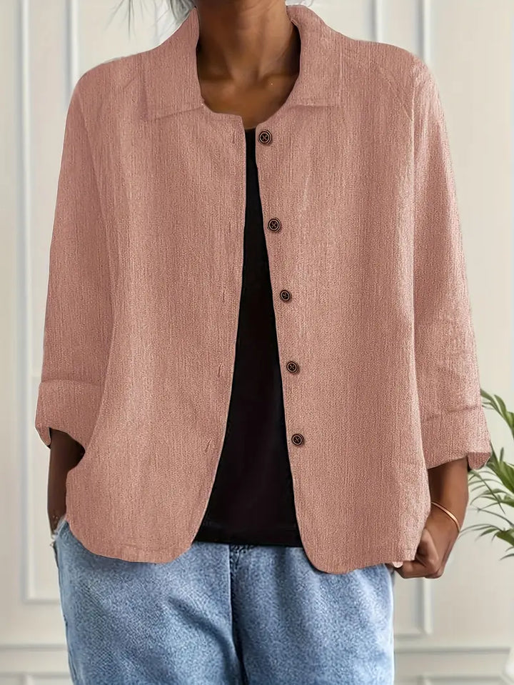 Elegant ladies' versatile shirt cardigan, a lightweight top for summer & spring comfort.