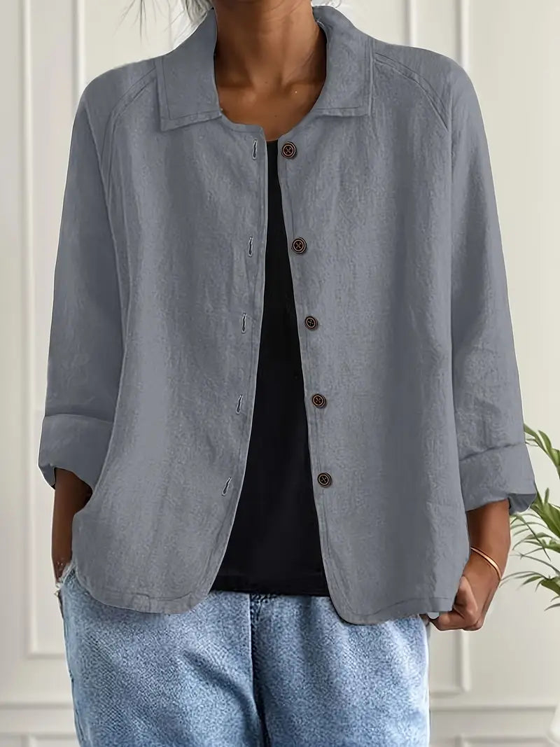 Women's elegant shirt cardigan, a versatile lightweight top for spring and summer fashion.