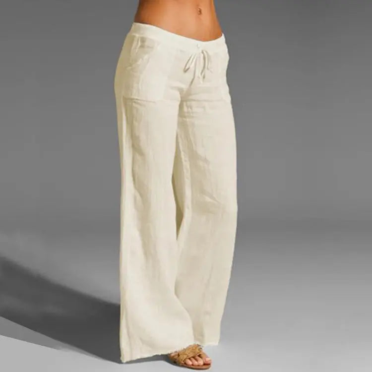 Women's linen casual loose summer trousers, breathable & comfortable for everyday style.