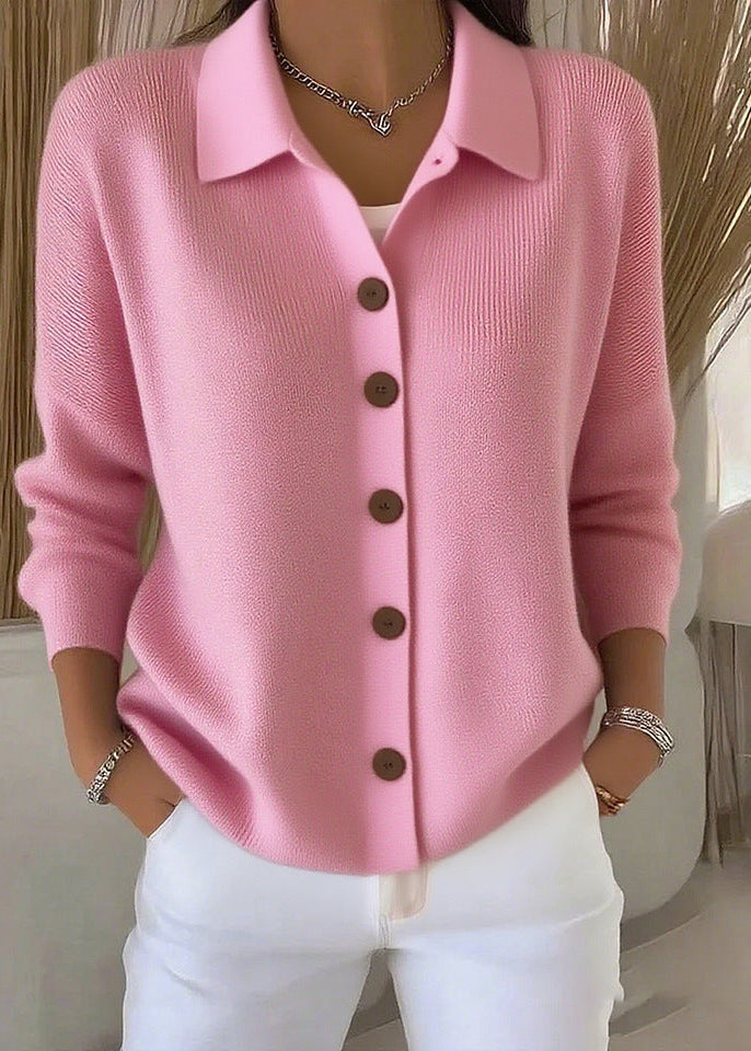 Women's stylish button-down cardigan with a shirt collar, a comfortable & elegant layering sweater for all occasions.